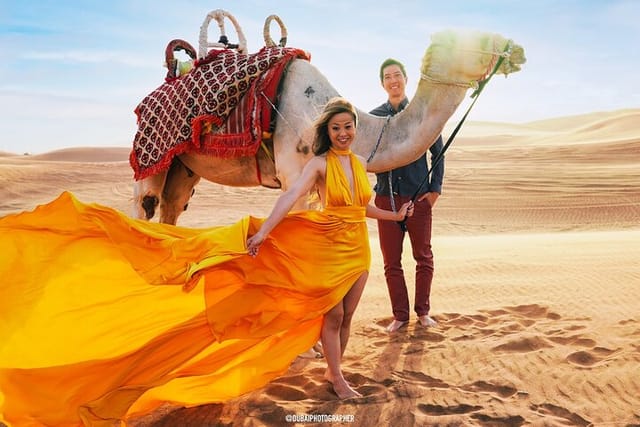 Couple Photoshoot with camel in the desert